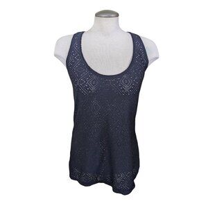 Old Navy Active Womens M Tank Top Black Perforated Pullover Athletic Sleeveless
